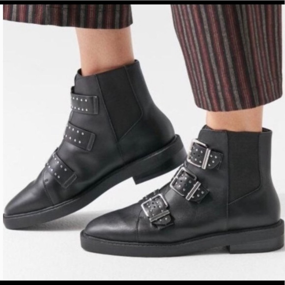 Urban Outfitters Zoe triple strap boots 8 medium moto boots new with sticker - Picture 1 of 10